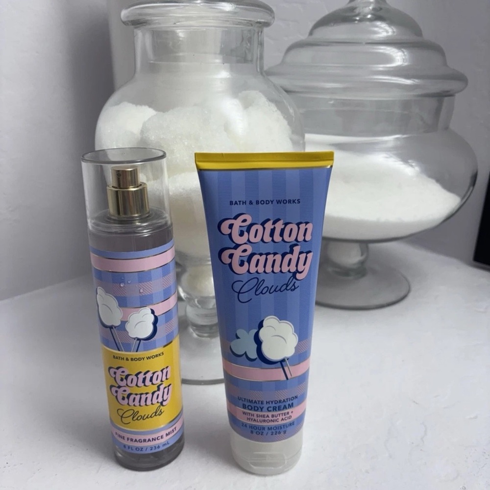 Bath & Body Works Cotton Candy Clouds Body Cream and Mist Set - Blue and Pink